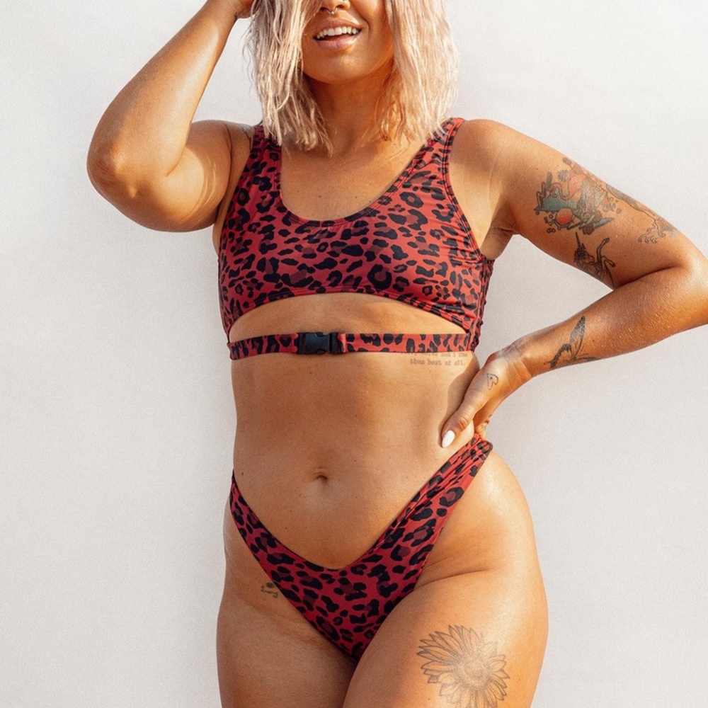 Lioness The Kourtney Bikini Set Red Leopard XS NWT